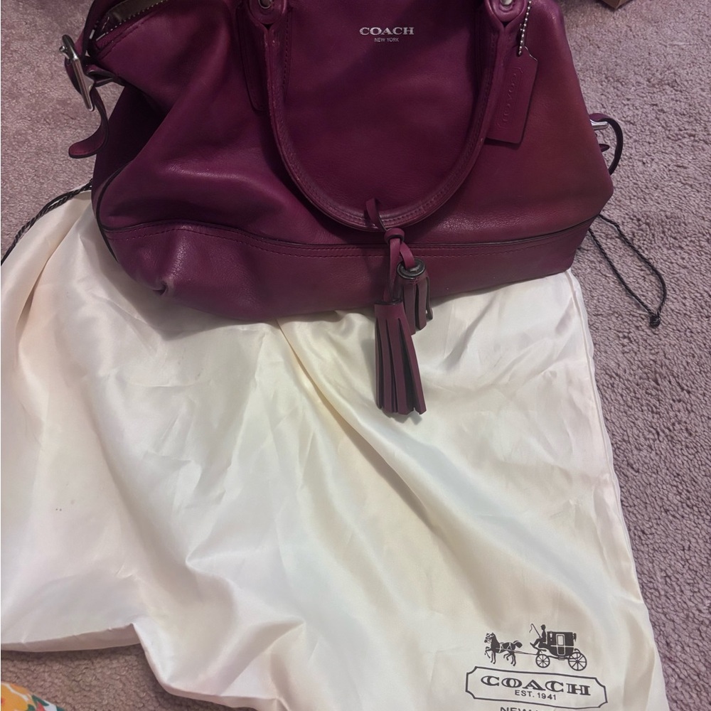 Coach Purple Shoulder Bag with Tassel Detail